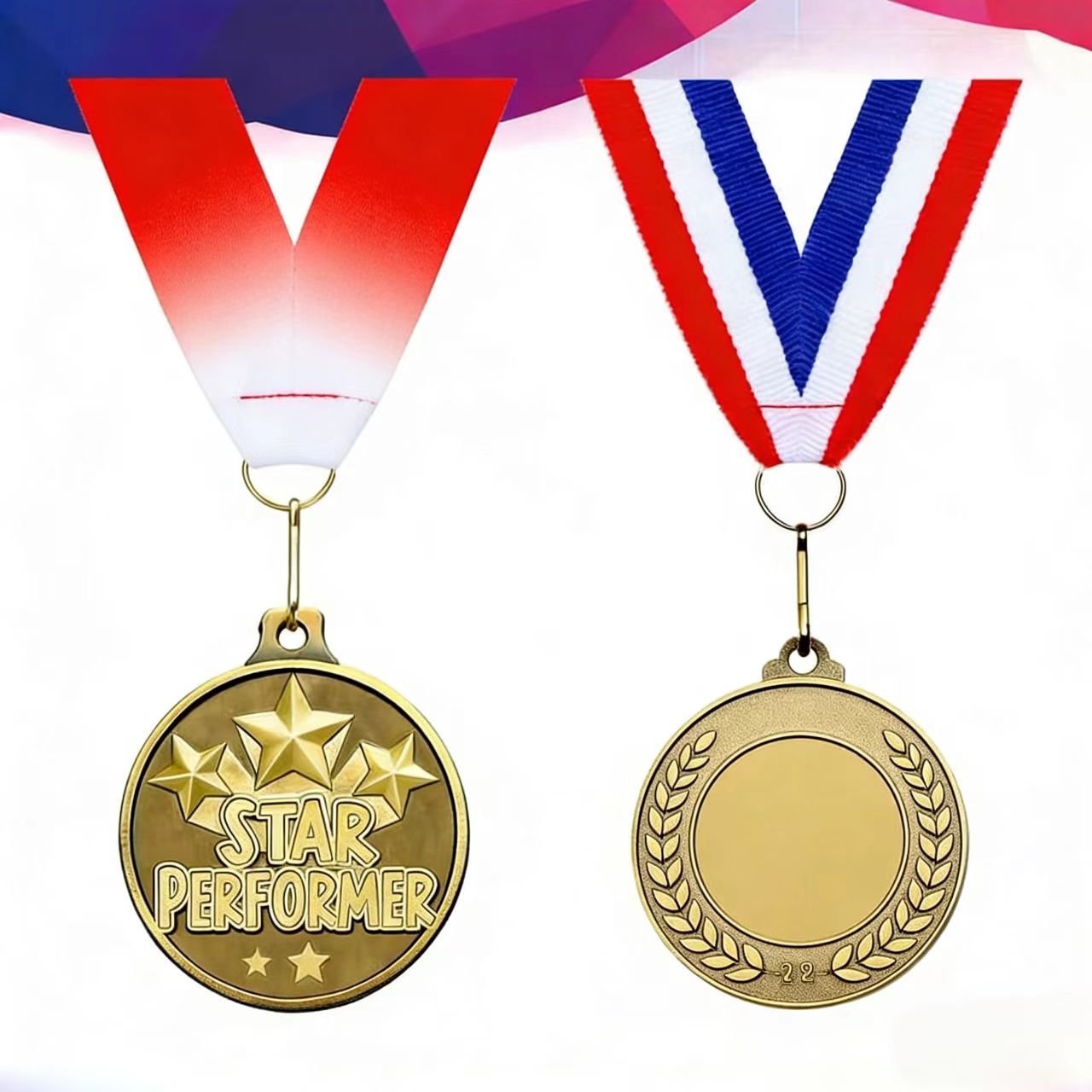 Custom metal medals in zinc alloy or brass with bright gold, silver, or bronze plating and woven polyester ribbon - ForgeCrafts finisher medal manufactured for marathons, road races, sports events, school achievements, and military recognition programs